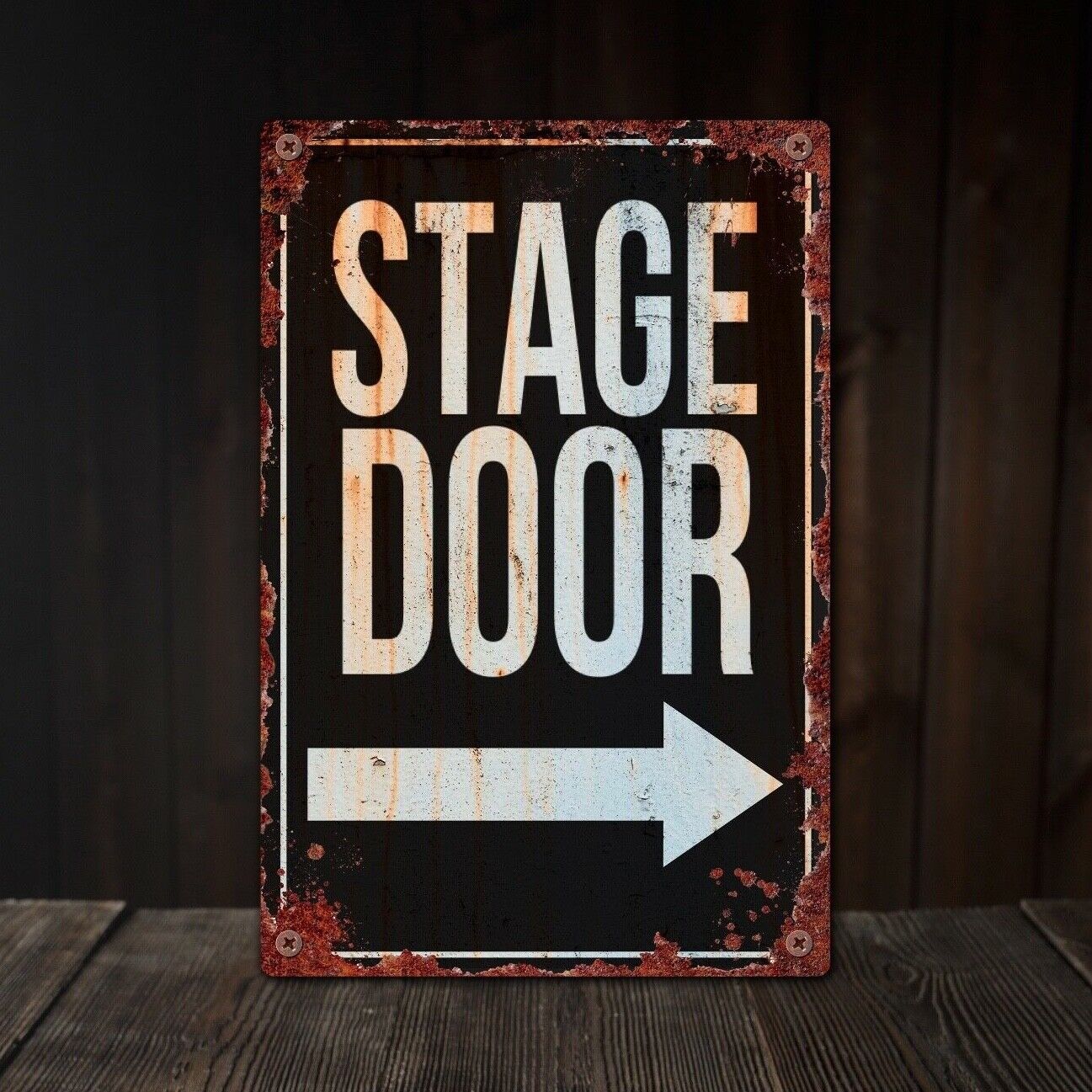 Stage Door Sign, Vintage Metal Wall Plaque, Rock Band Tin Sign, Backstage Sign