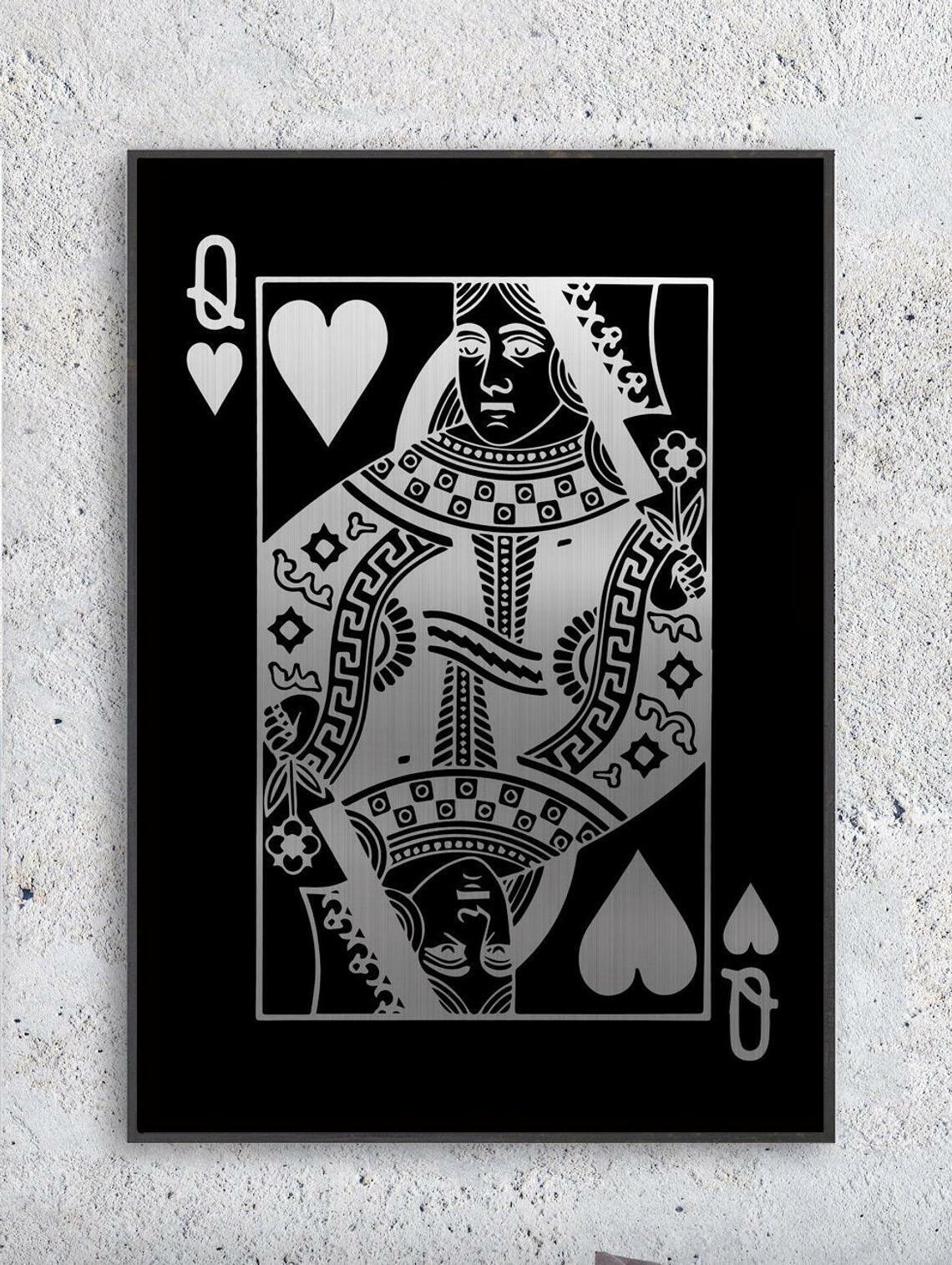 Pair of Silver Effect Playing Card Prints, Playing card Posters, Wall Art