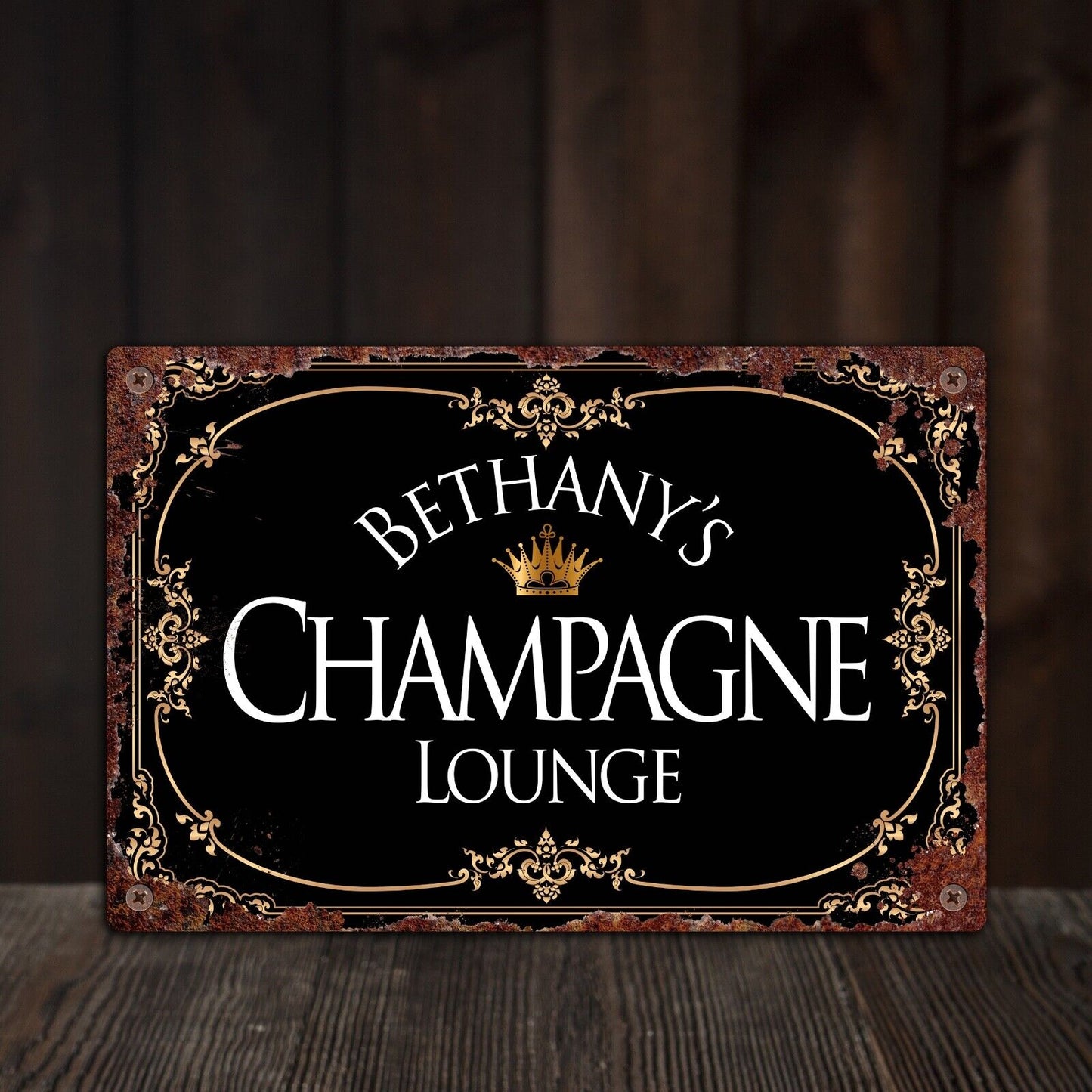 PERSONALISED Champagne Lounge Name Plaque, Tin Plaque, Tin Sign, Door Sign