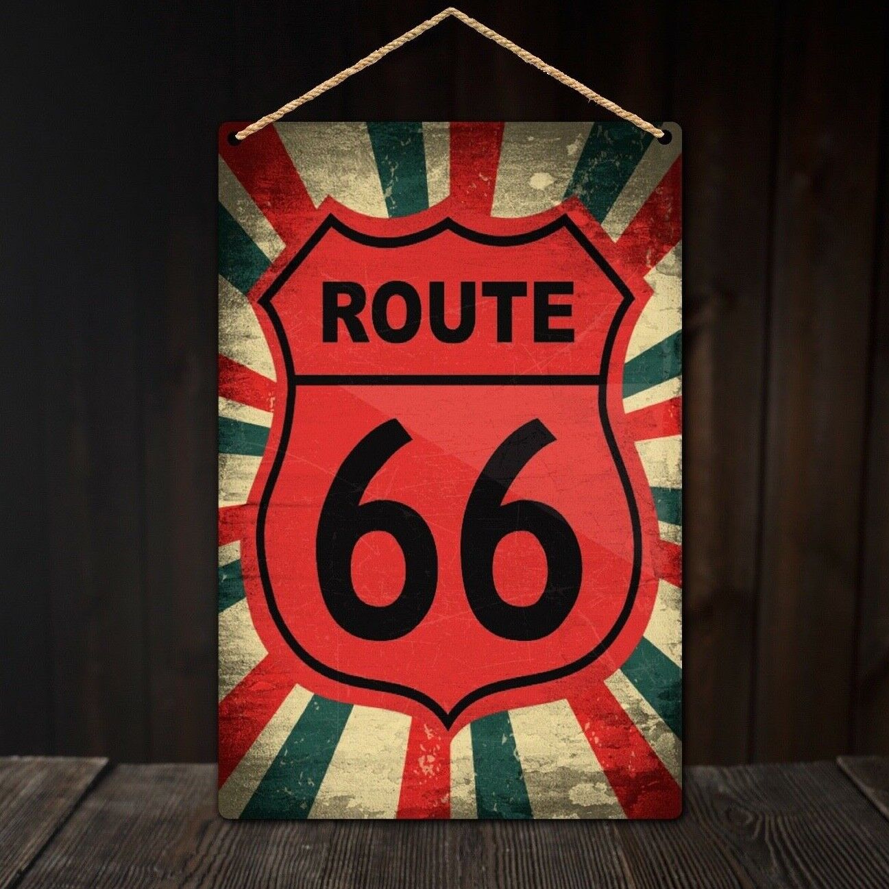 Route 66 Metal Plaque, Retro Americana Plaque, Man Cave Plaque