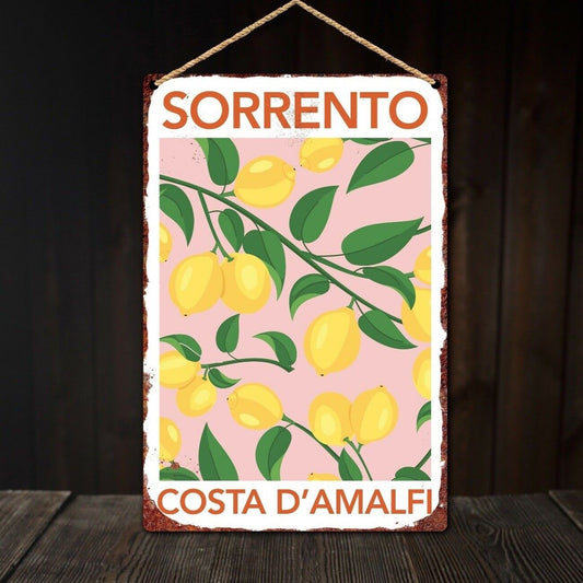 Sorrento Lemon Plaque, Kitchen Wall Plaque, Sorrento Plaque, Retro Tin Sign