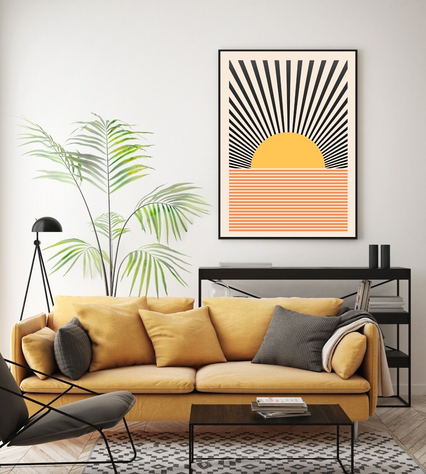 Minimal Sun Print, Bauhaus Inspired Print, Wall Art, Home Decor, Abstract Art