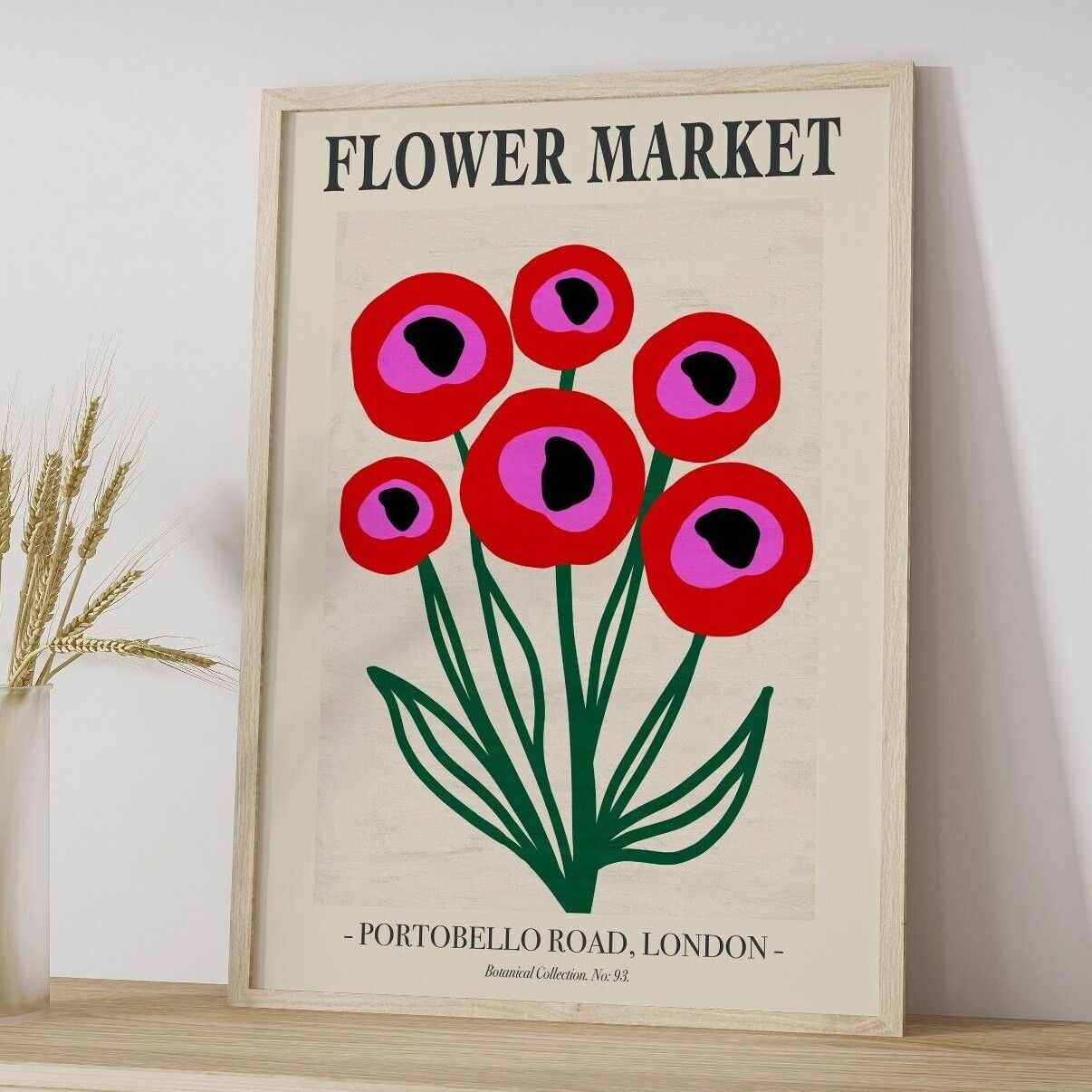 Flower Market Art Print, Portobello Road Poppies Flower Market Art Print