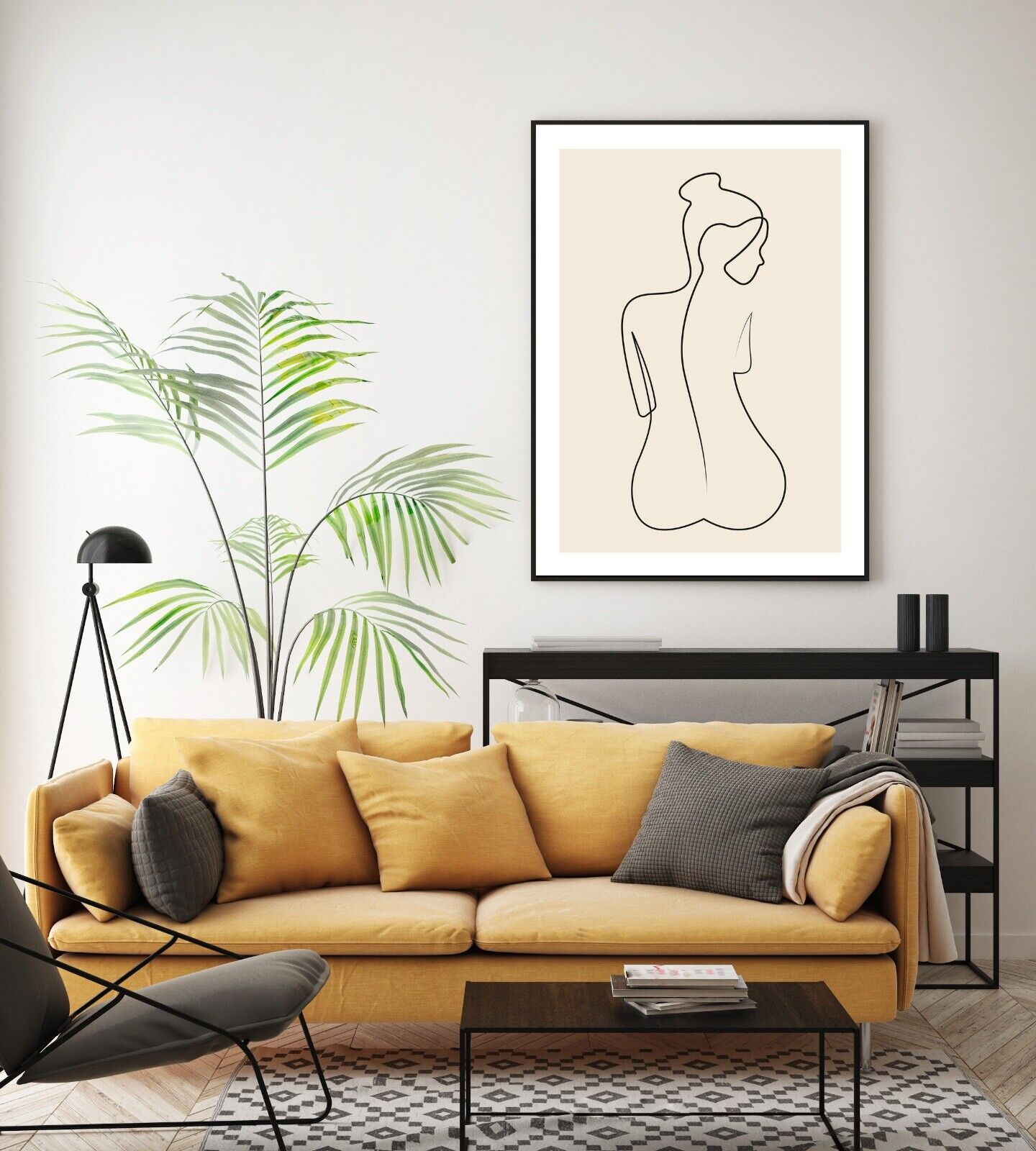 Nude Lady Art Print, Minimal Art Print, Naked Girl Minimal Print, Home Decor