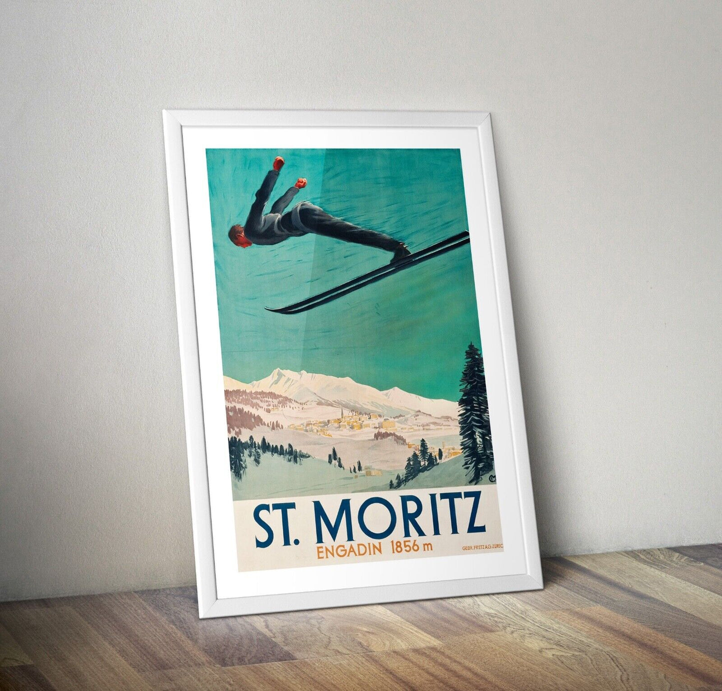 Vintage Skiing Print, St Moritz Print, Ski Print, St. Moritz Art Poster