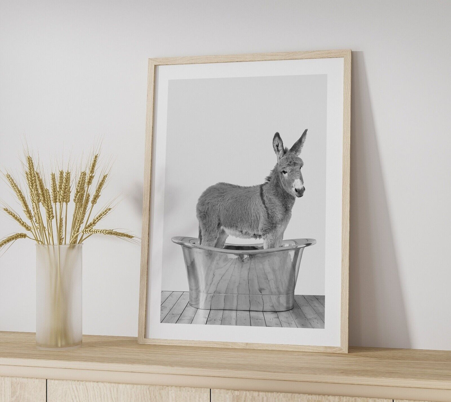 Donkey in the Bath Art Print, Home Decor, Contemporary Art, Animal Art Print