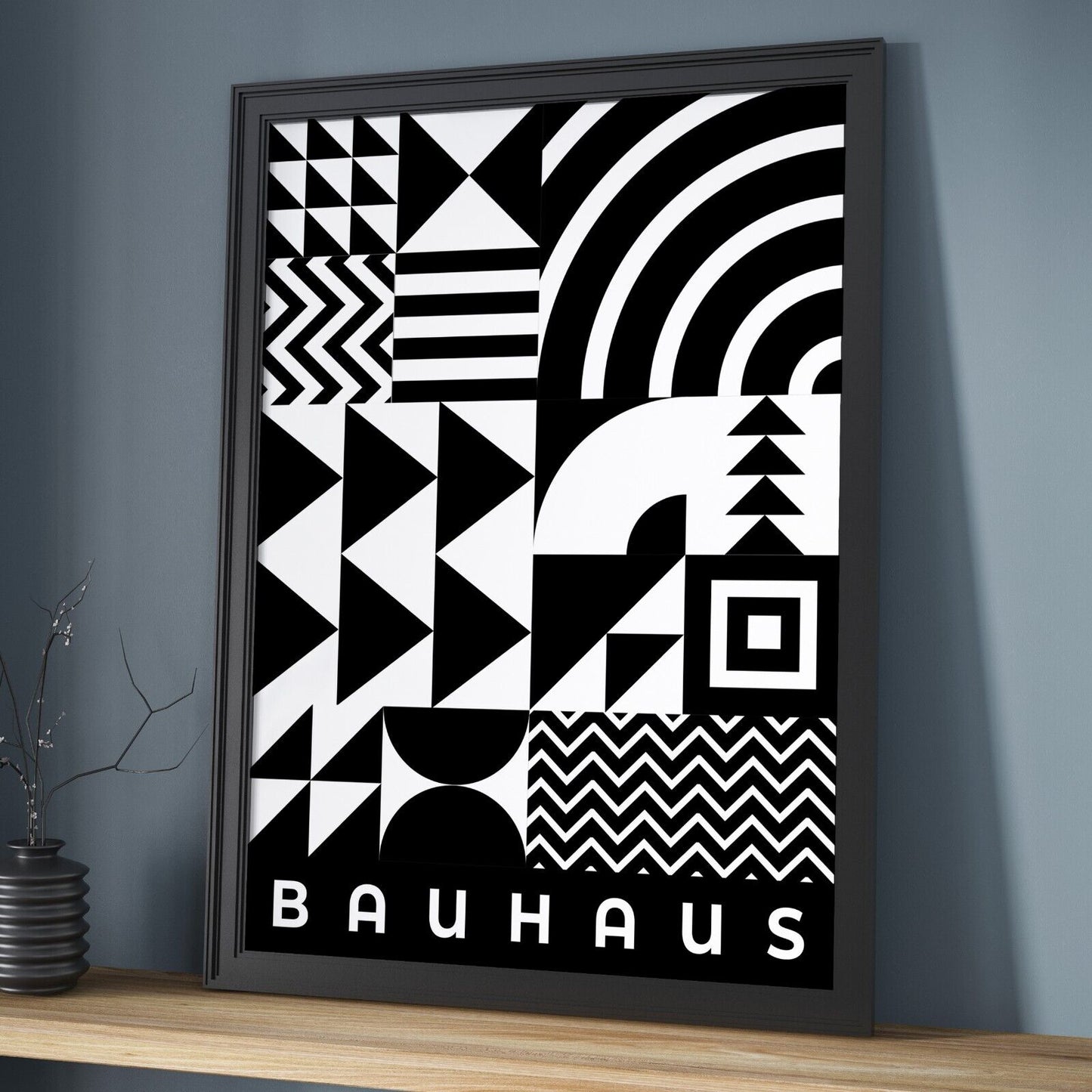 Bauhaus Inspired Art Print, Monochrome Shapes Art, Wall Art, Abstract Art,