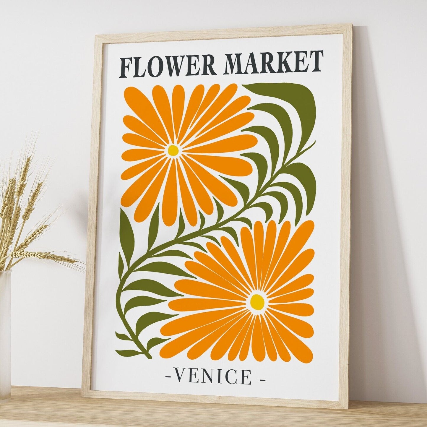 Set of 3 Retro Flower Market Art Prints,  Abstract Wall Art, Botanical Prints