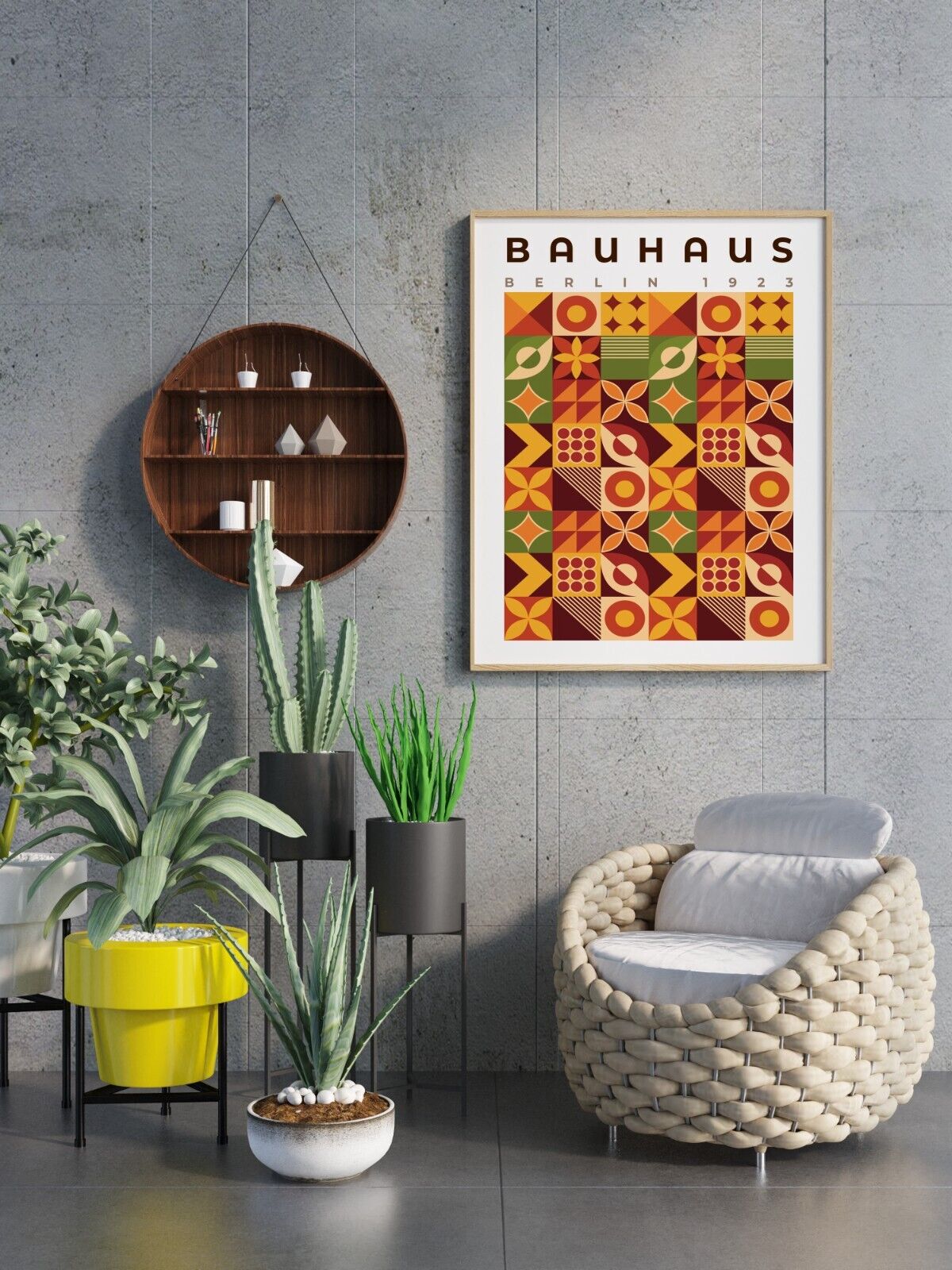 Bauhaus Inspired Art Print, Retro Shapes Art, Wall Art, Abstract Art