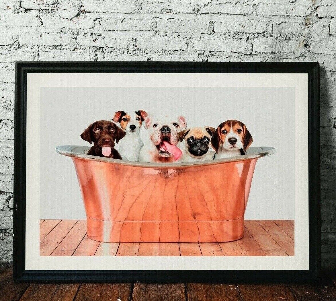 Puppies in Bath Art Print, Puppy Poster, Dog Print, Home Decor Wall Art