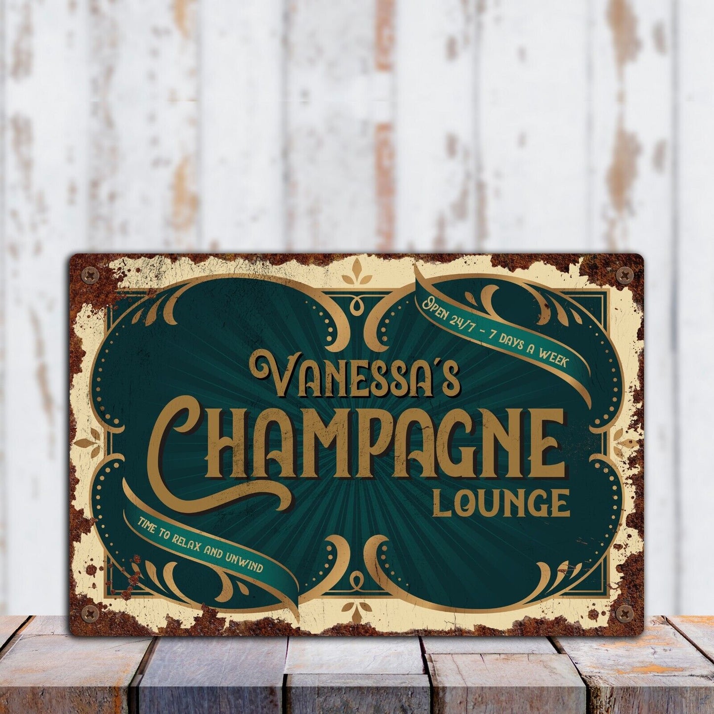 Vintage PERSONALISED Champagne Metal Sign, Tin Sign, Metal Plaque, Home Bar