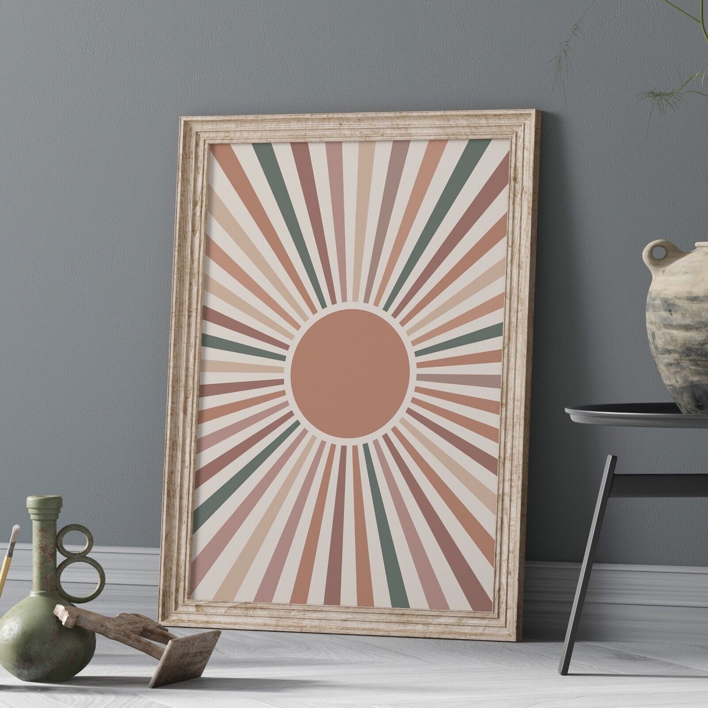 Bohemian Minimal Sun Shape Wall Art Print, Boho Art Print, Wall Art, Home Decor