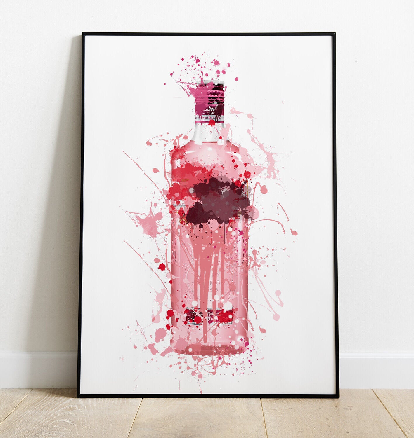 Pink Gin Print, Gin Art, Gin wall art, Home Bar Poster, Kitchen Poster