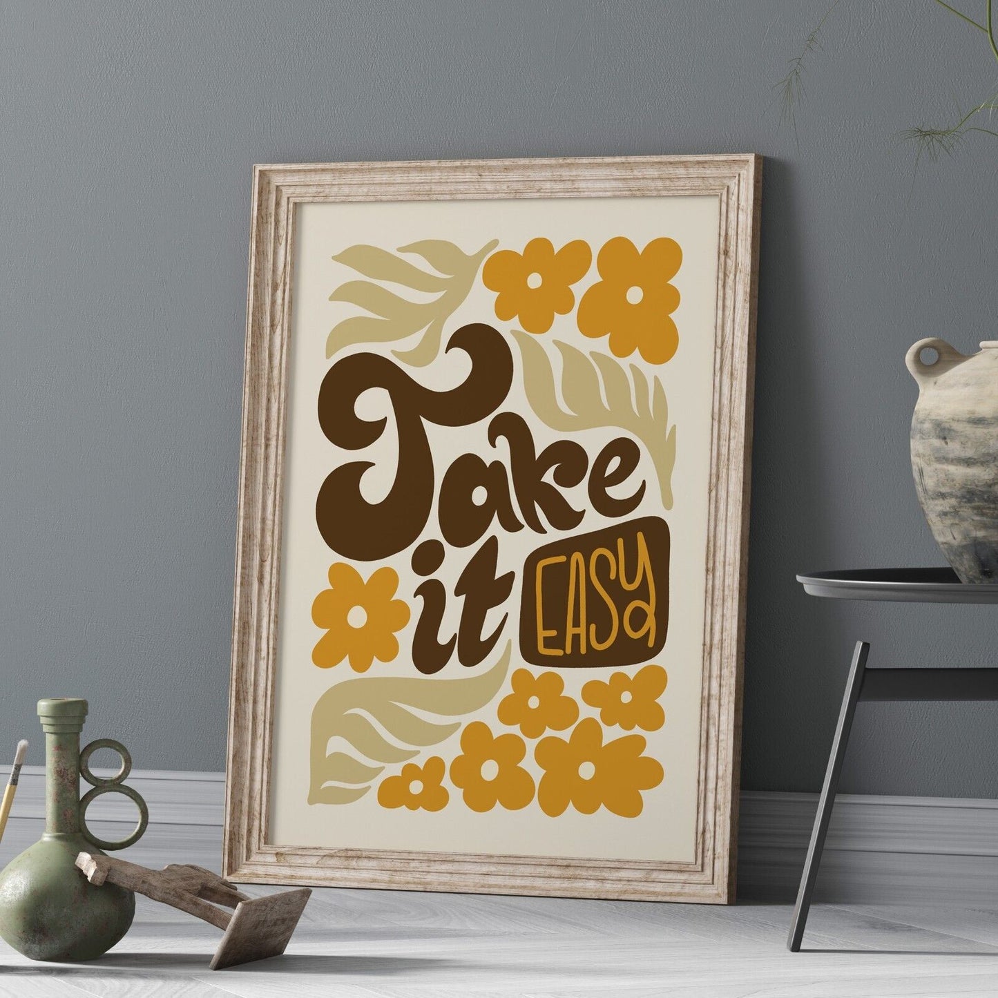 Take It Easy Art Print, Retro Style Wall Art, Sixties Inspired Art Print