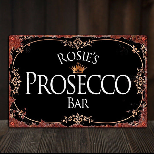 PERSONALISED Prosecco Bar Name Plaque, Tin Plaque, Tin Sign, Door Sign