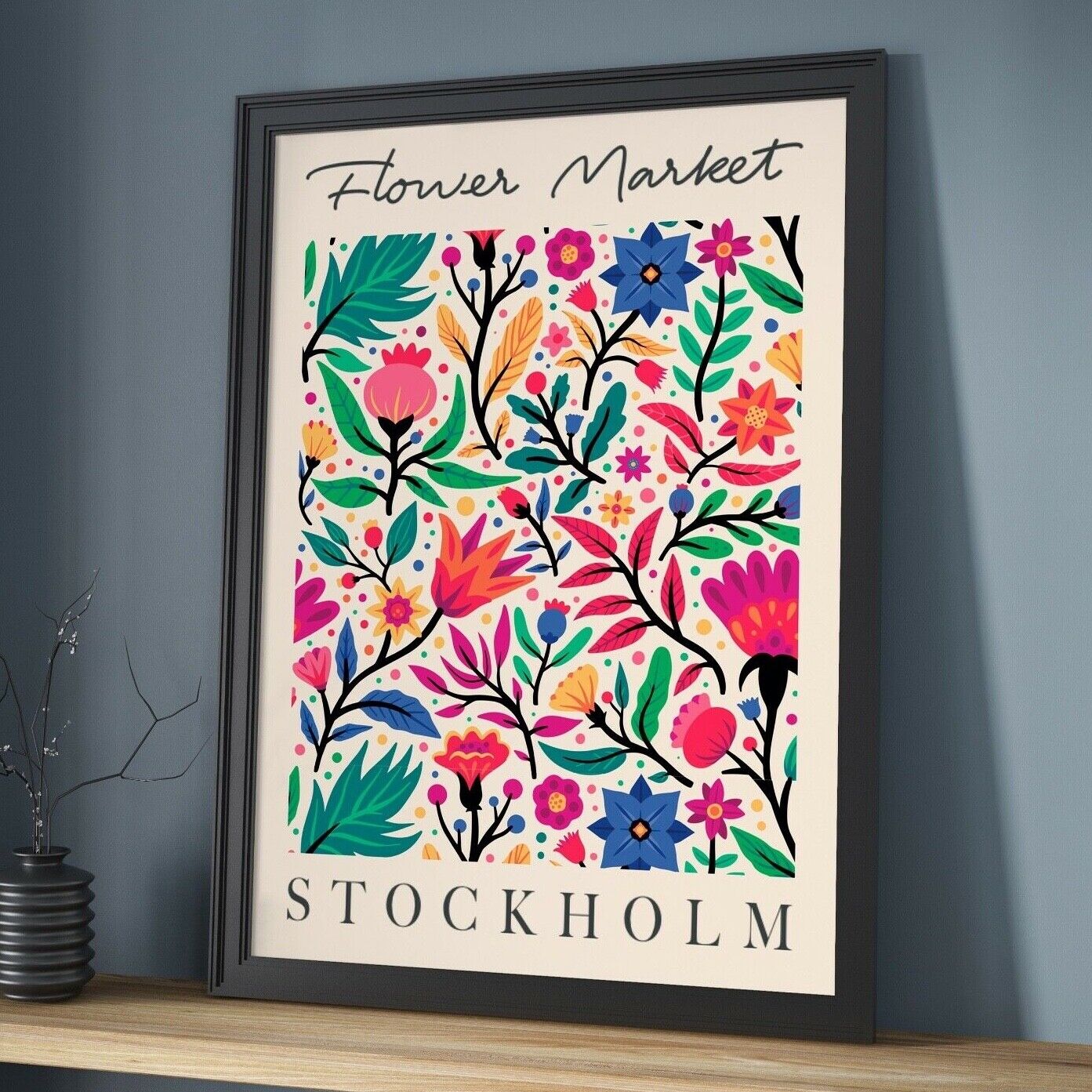 Flower Market Print, Stockholm Flower Art Print, Flower Wall Art, Flower Shop