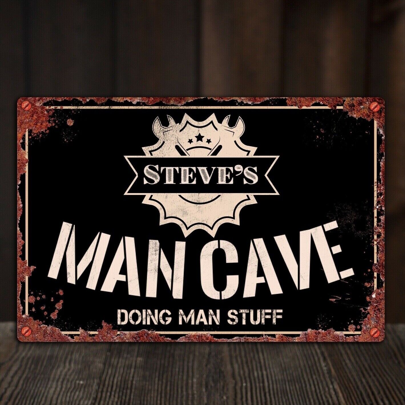 PERSONALISED Man Cave Name Plaque, Tin Plaque, Tin Sign, Garage Plaque