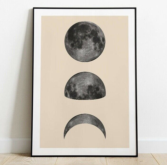 Luna Stampa, 3 Lune Stampa, Muro Arte, Planet Poster, Luna Poster