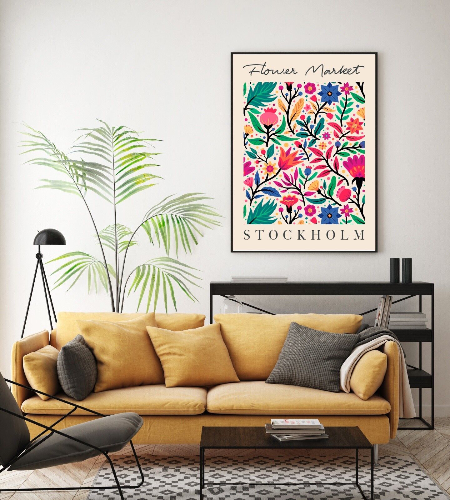 Flower Market Print, Stockholm Flower Art Print, Flower Wall Art, Flower Shop