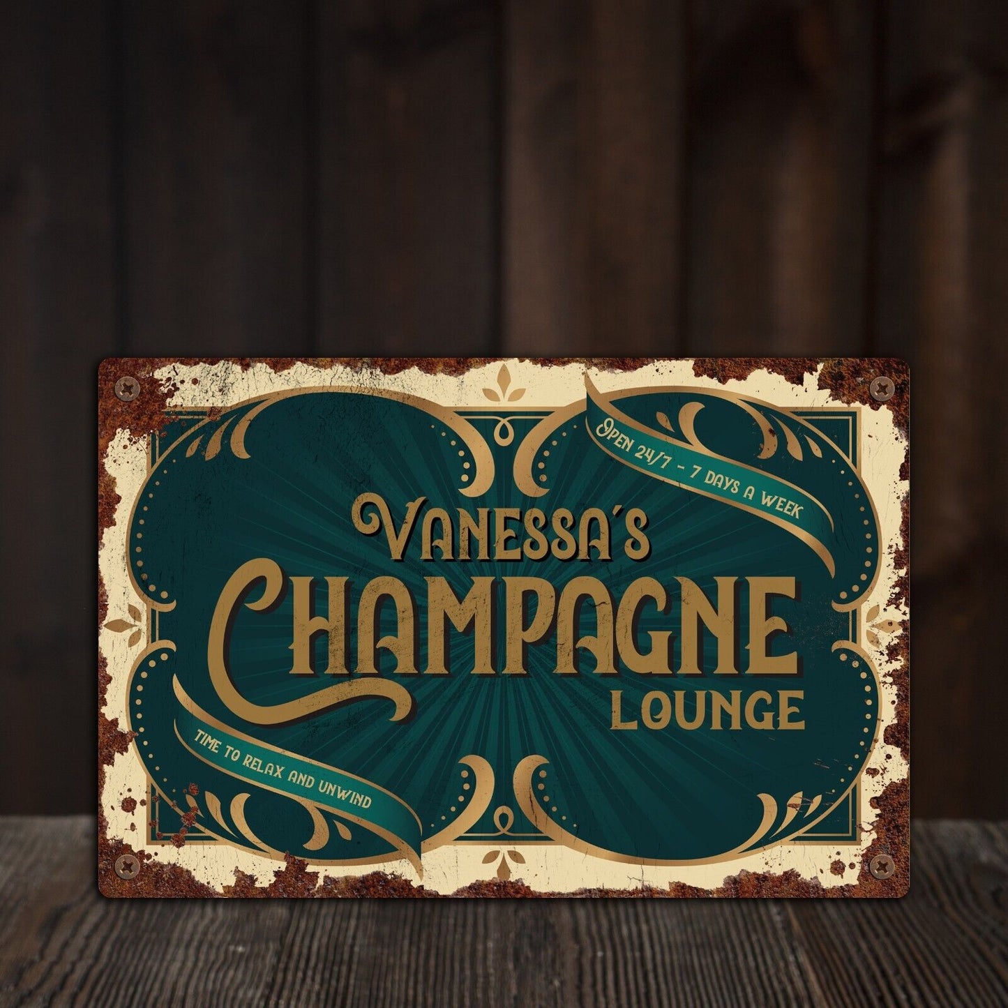 Vintage PERSONALISED Champagne Metal Sign, Tin Sign, Metal Plaque, Home Bar