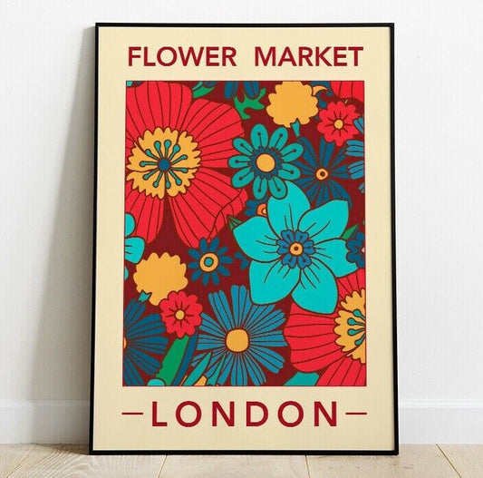 Flower Market Print, London Flower Art Print, Flower Wall Art, Flower Art