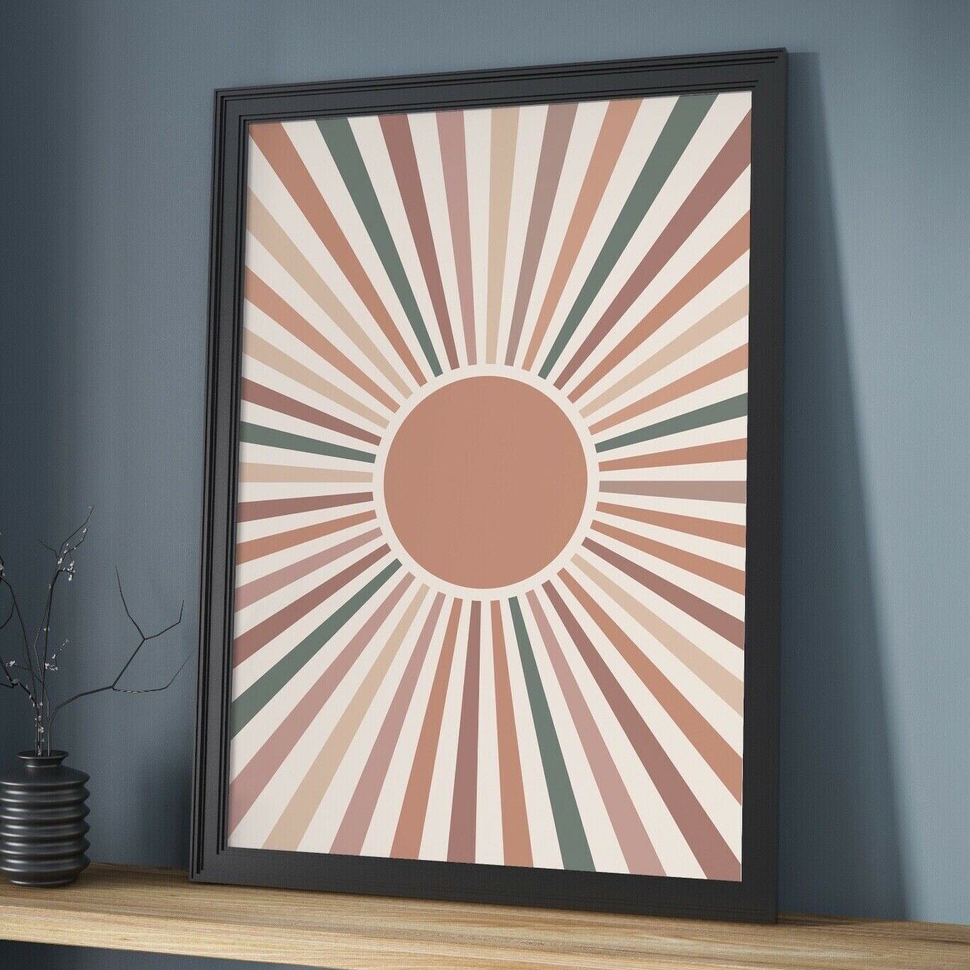 Bohemian Minimal Sun Shape Wall Art Print, Boho Art Print, Wall Art, Home Decor