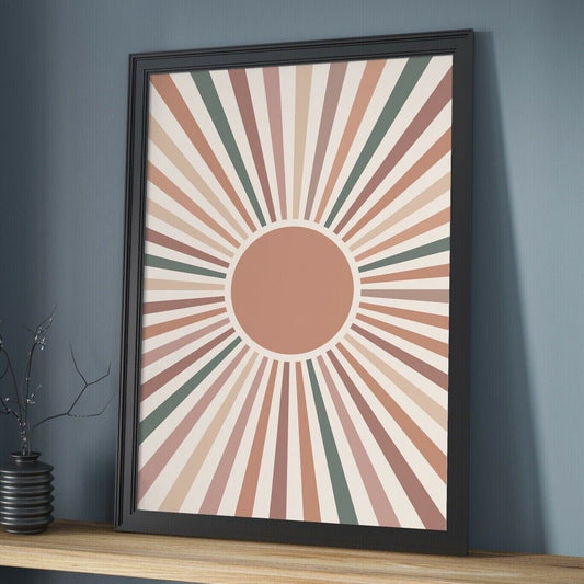 Bohemian Minimal Sun Shape Wall Art Print, Boho Art Print, Wall Art, Home Decor