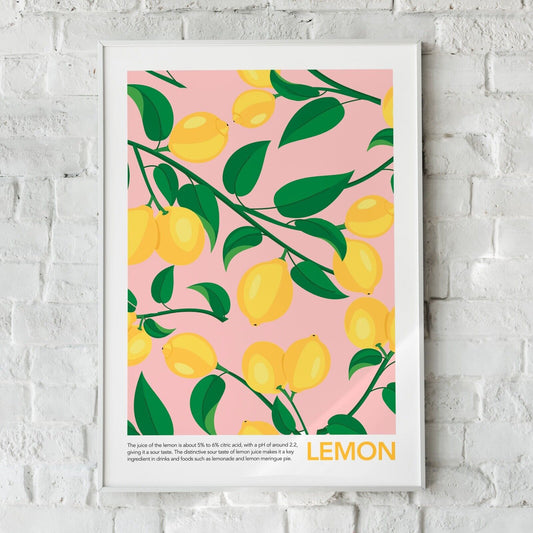 Lemons Print, Fruit Print, Fruit Wall Art, Home Decor, Lemon Fruit Art