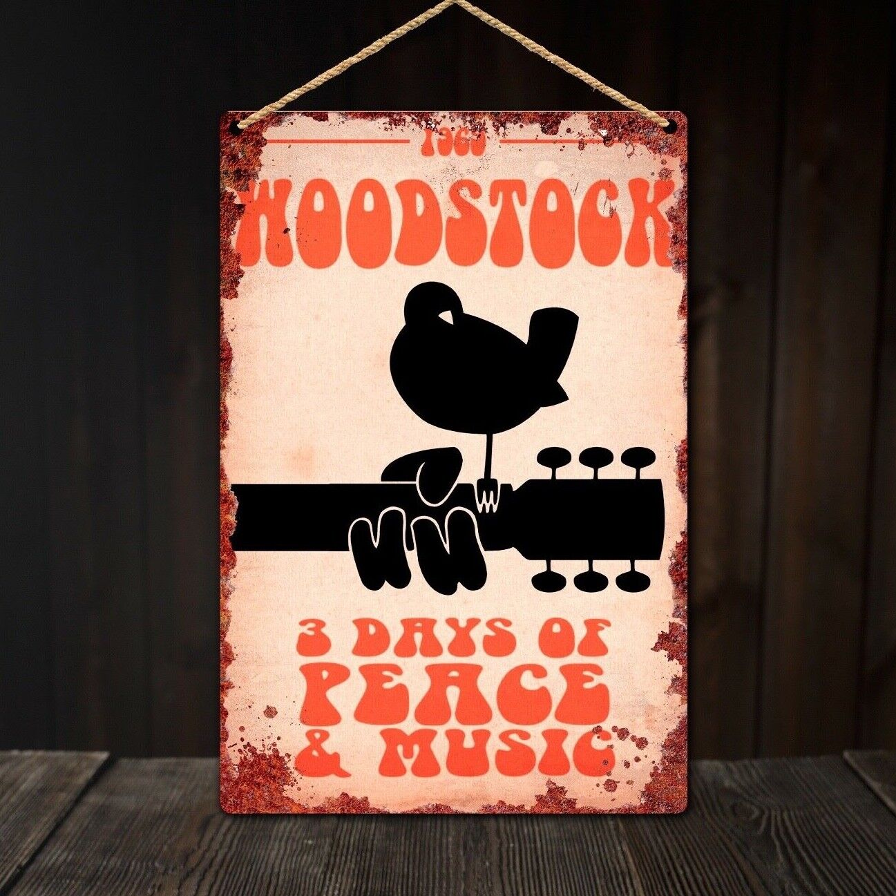 Woodstock Wall Plaque, A4 Vintage Retro Festival Metal Sign, Wall Plaque