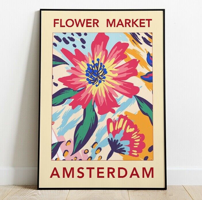 Flower Market Print, Amsterdam Flower Art Print, Flower Wall Art, Flower Art