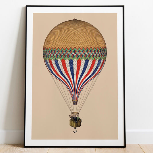 Vintage Hot Air Balloon Art Print, Air Balloon Wall Art, Home Decor