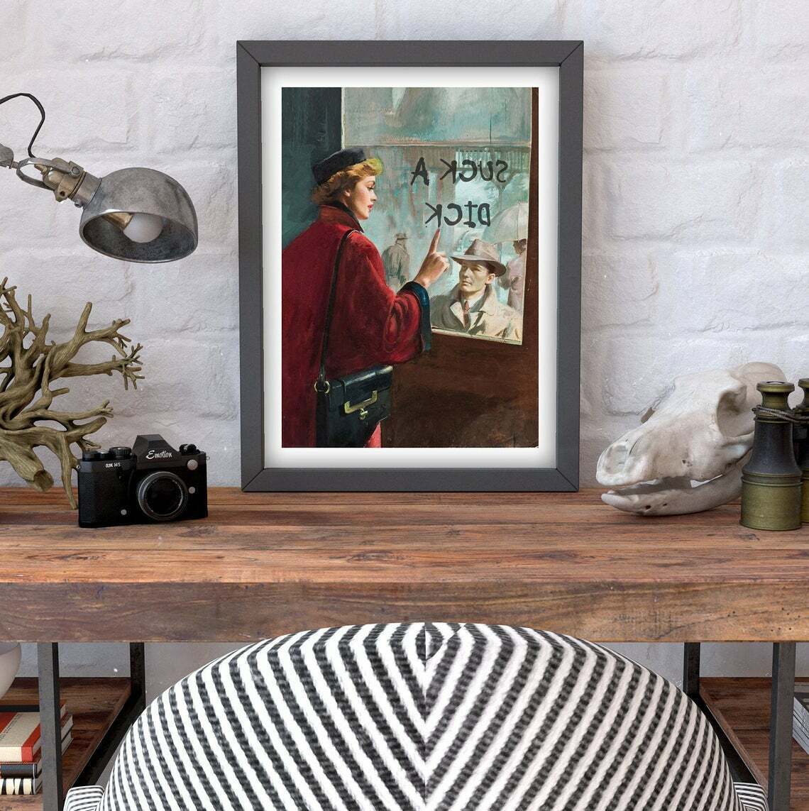 Vintage Print, Lady on train re-worked painting Art Print, Vintage artwork,