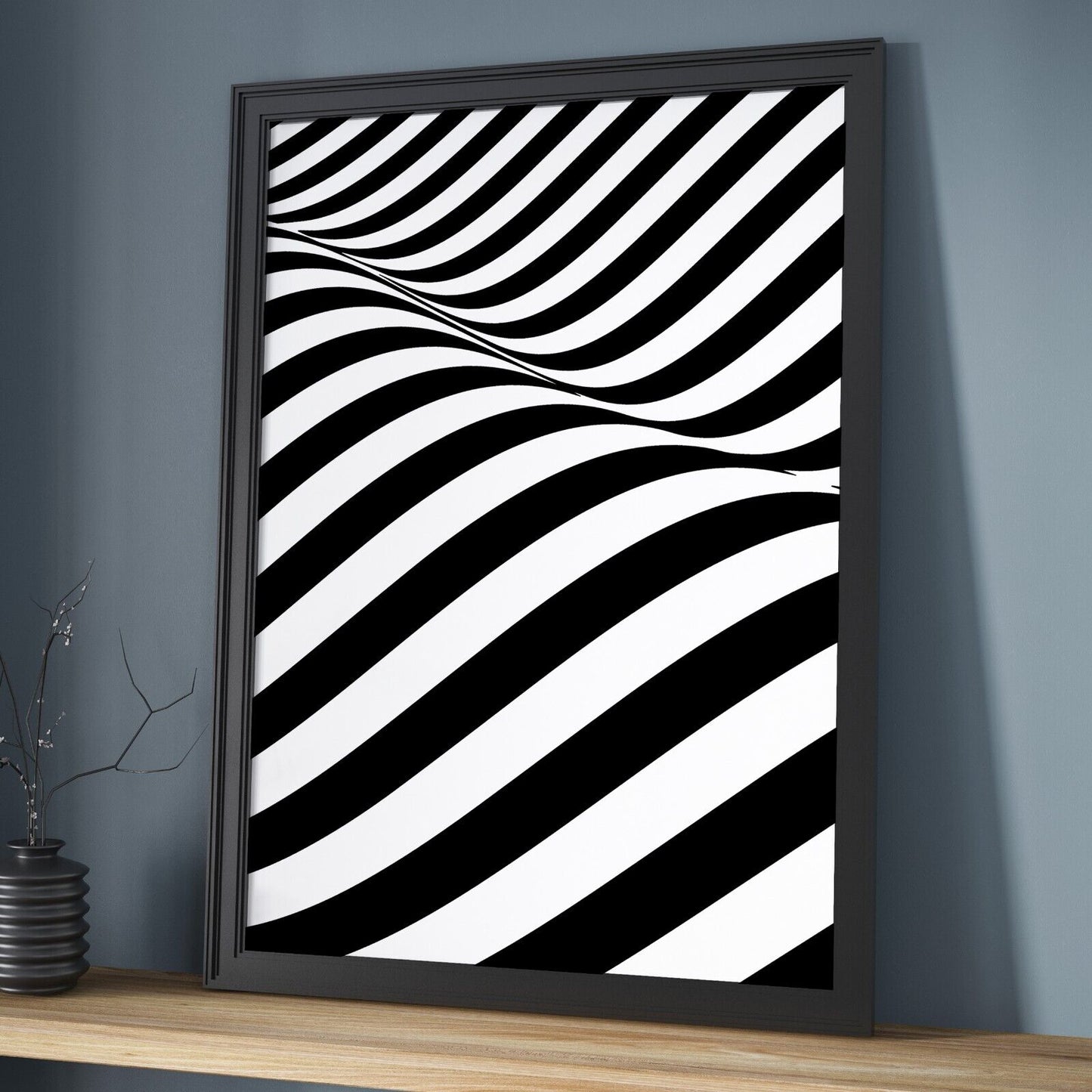 Set of 3 Monochrome Swirls Art Prints, Psychedelic Lines Print, Abstract Print