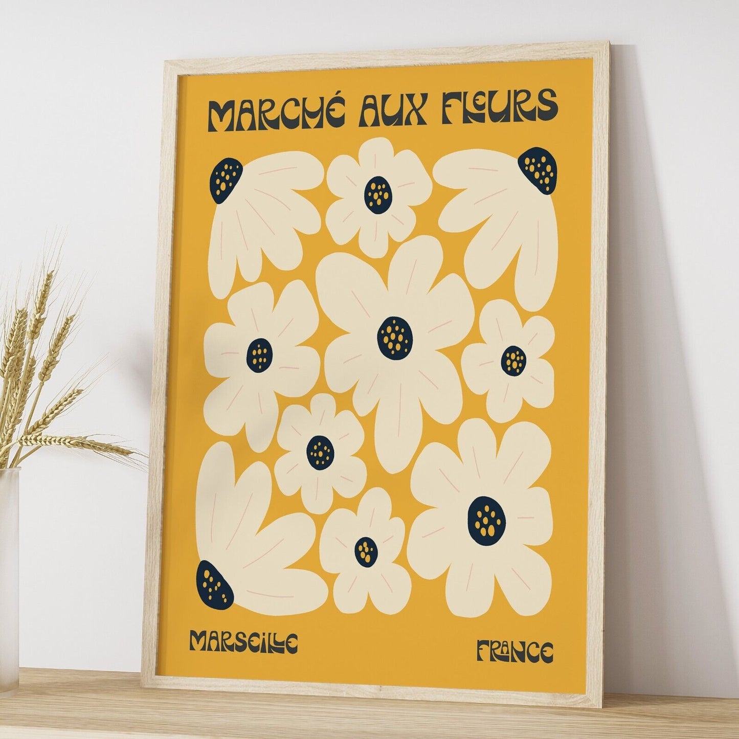 French Flower Market Art Print, Wall Art, Home Decor, Yellow Floral Print