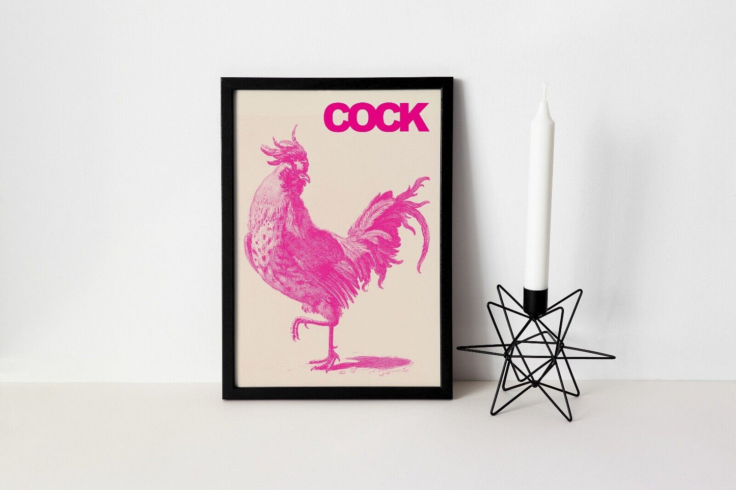 Cock Print, Pink Cock Poster, Pop Art Print, Wall Art