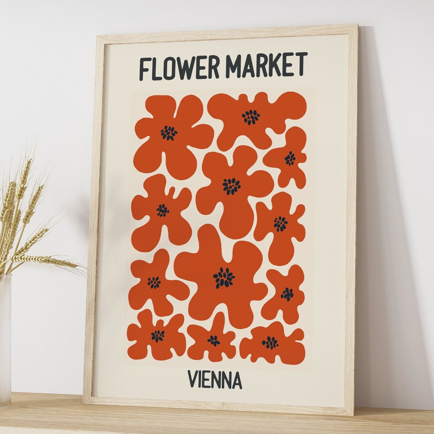 Set of 3 Flower Market Art Prints,  Abstract Wall Art Posters, Botanical Prints