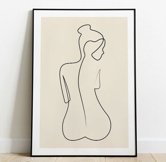 Nude Lady Art Print, Minimal Art Print, Naked Girl Minimal Print, Home Decor