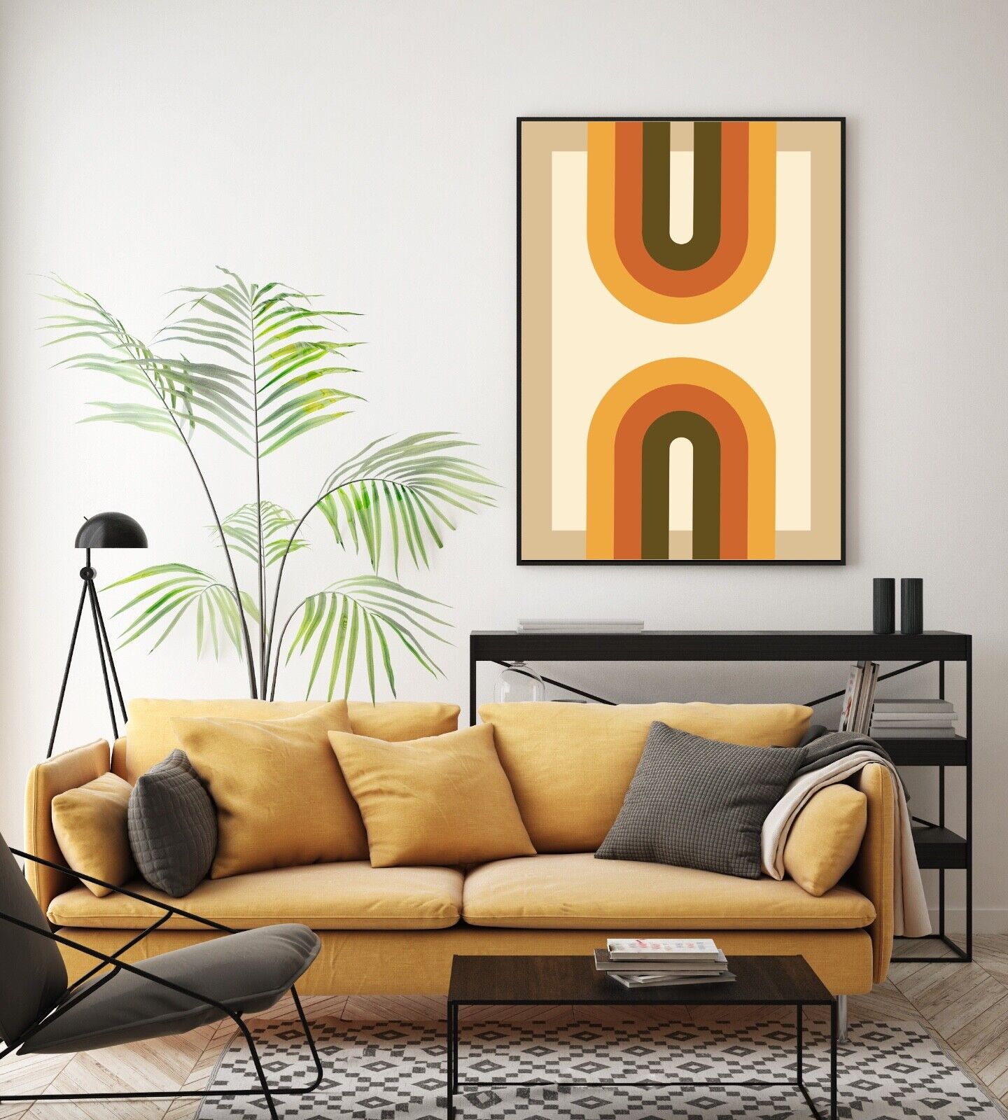 Retro Shapes Art Print, Abstract Shape Print, 1970's inspired Wall Art