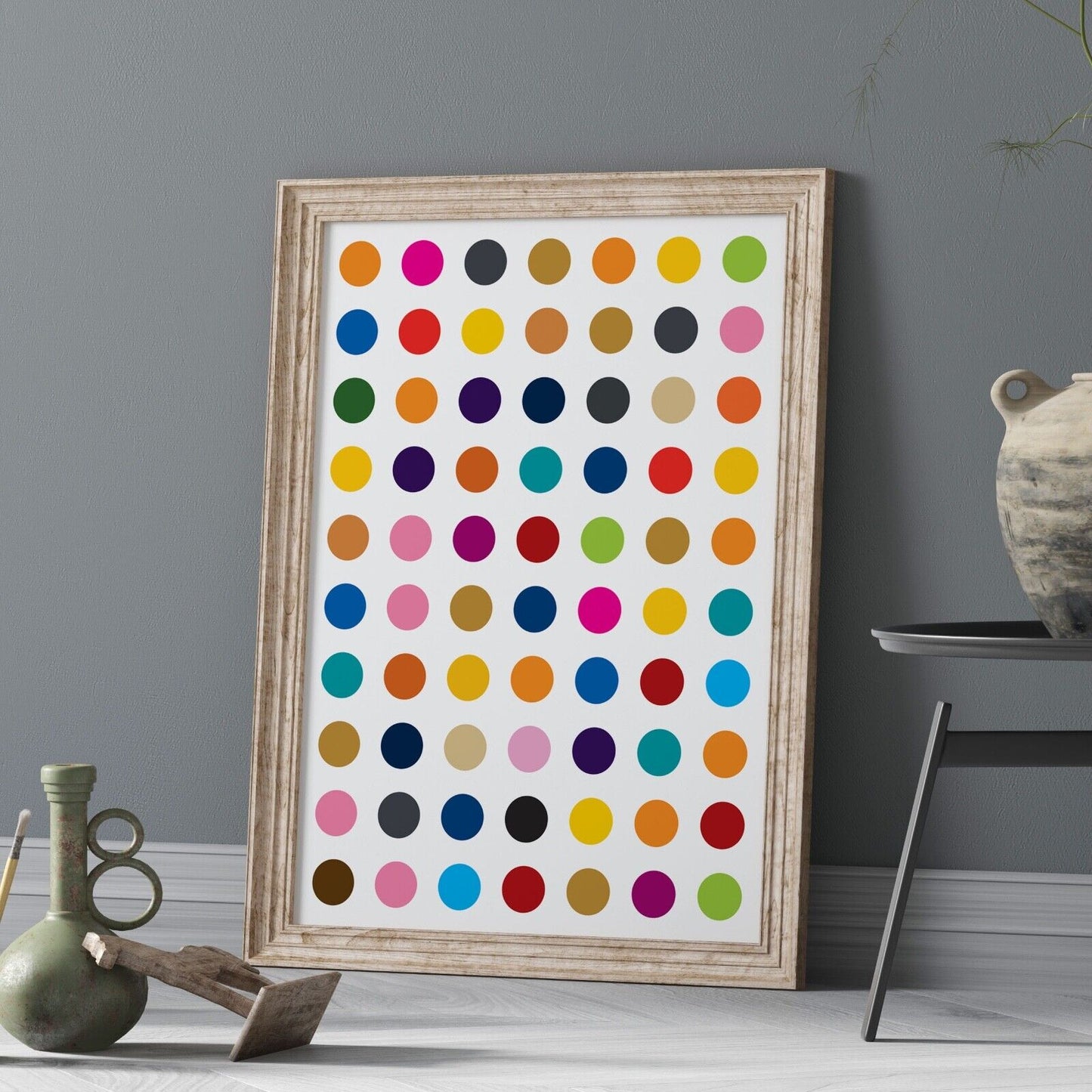 Colourful Polkadots Art Print, Damien Inspired Art Print, Minimal Shape Print