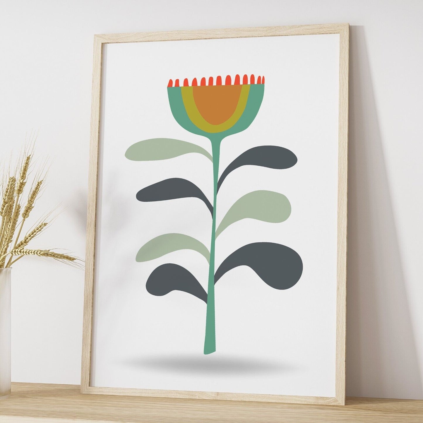 Set of Three Minimal Flower Art Prints, Scandinavian Wall Art, Gallery Wall