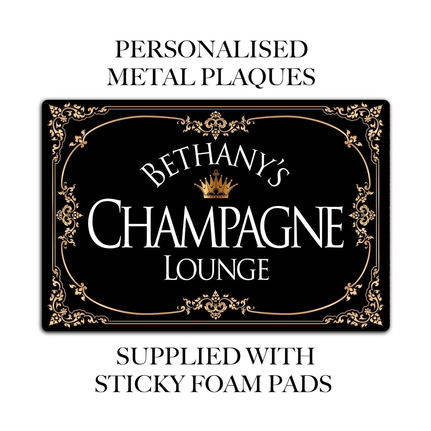 PERSONALISED Champagne Lounge Name Plaque, Tin Plaque, Tin Sign, Door Sign