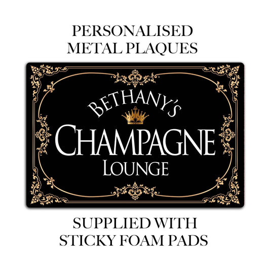 PERSONALISED Champagne Lounge Name Plaque, Tin Plaque, Tin Sign, Door Sign