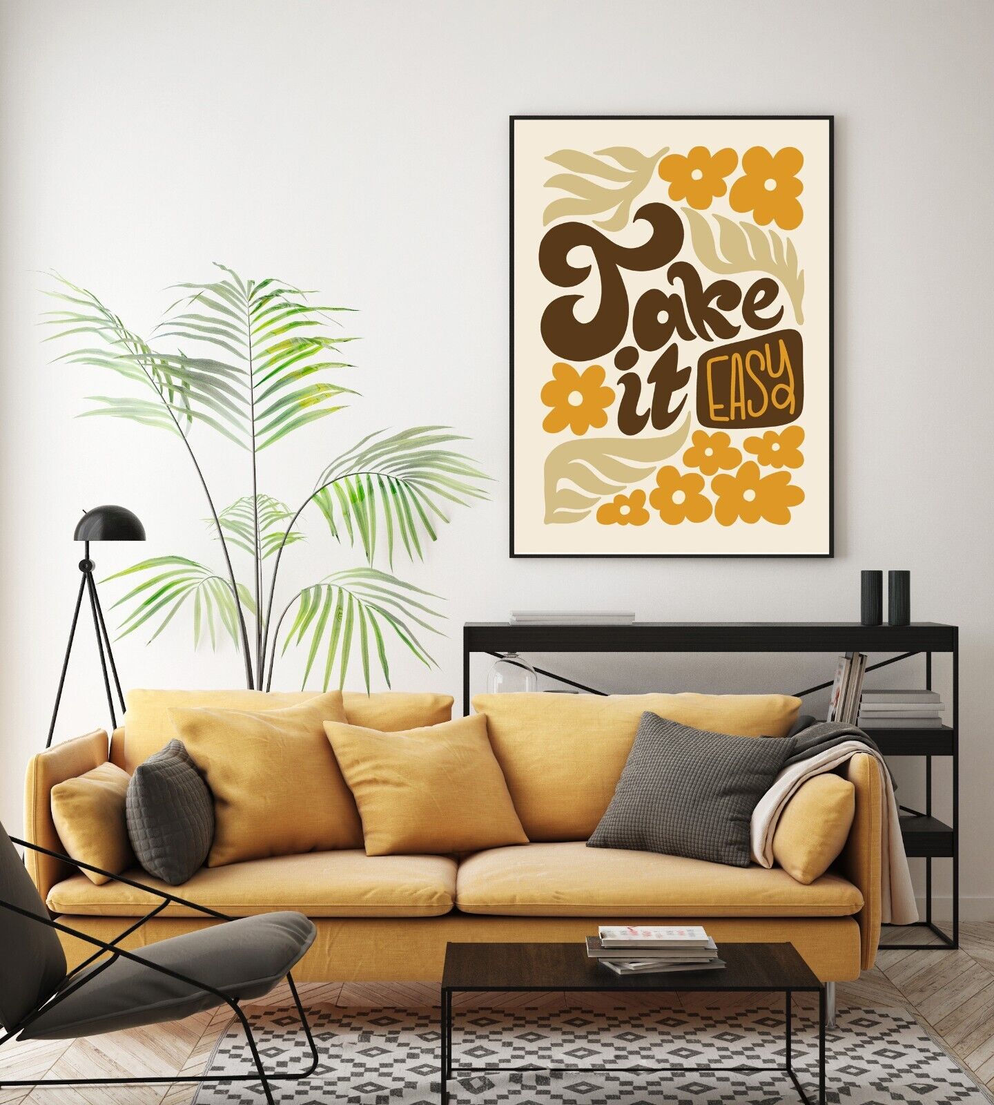 Take It Easy Art Print, Retro Style Wall Art, Sixties Inspired Art Print