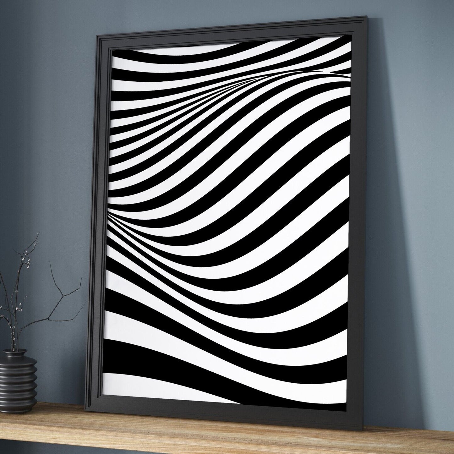 Set of 3 Monochrome Swirls Art Prints, Psychedelic Lines Print, Abstract Print