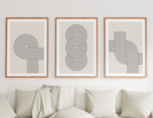 Set of 3 Minimal Shapes Wall Art, Abstract Wall Prints, Home Decor