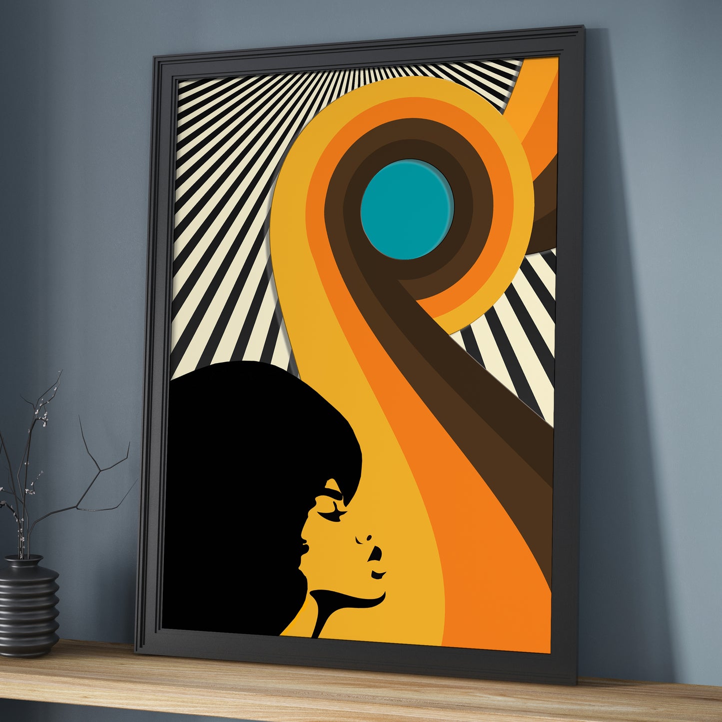 Pair of Mid Century Retro Art Prints, Vintage Sixties Shapes Wall Art