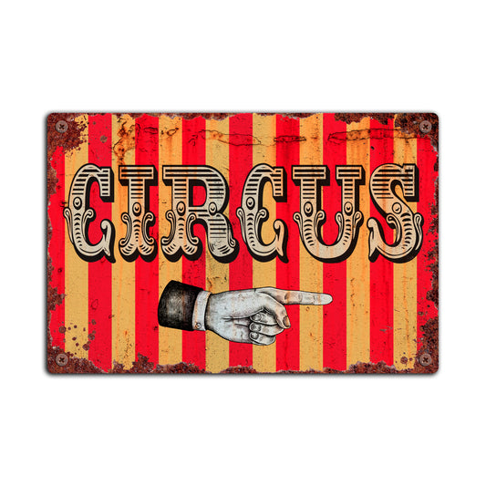 Vintage Circus Metal Plaque, Vintage Circus Sign, Amusements, Retro Carnival Sign