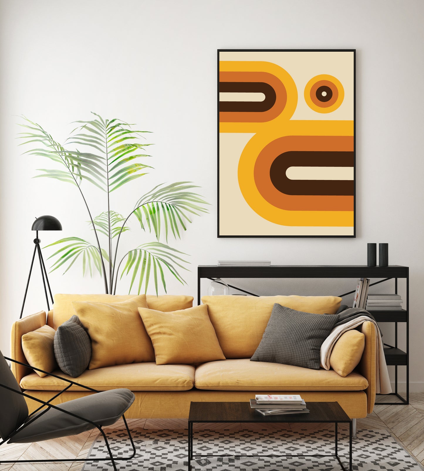 Retro Shapes Art Print, Abstract Shape Print, 1970's inspired Wall Art